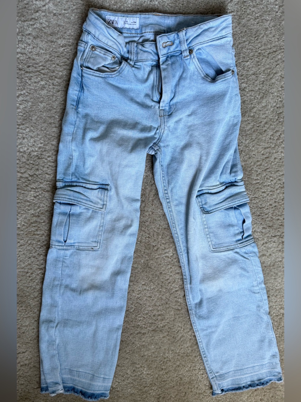 Zara Light Blue Cargo Jeans girls size 9